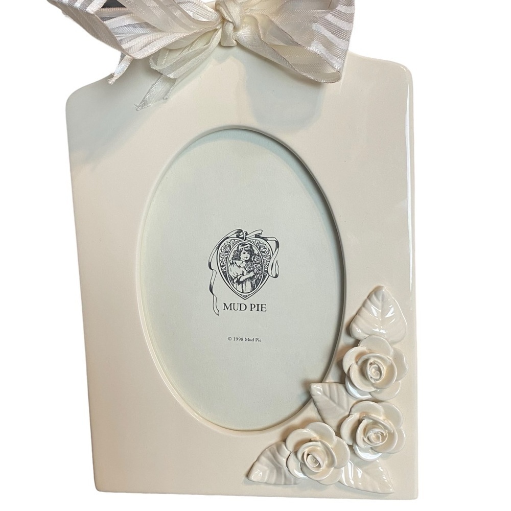 Mud Pie Rosette Ribbon Photo Frame shabby chic Victorian